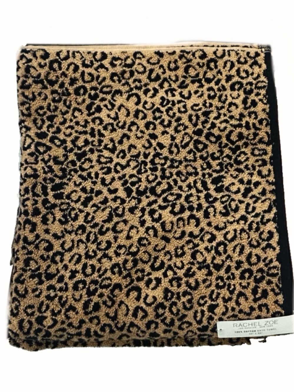 Rachel Zoe Animal Print Brown Black Cotton Bath Towels with Locker Loop 30”x56”